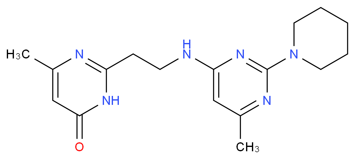 6-methyl-2-{2-[(6-methyl-2-piperidin-1-ylpyrimidin-4-yl)amino]ethyl}pyrimidin-4(3H)-one_分子结构_CAS_)