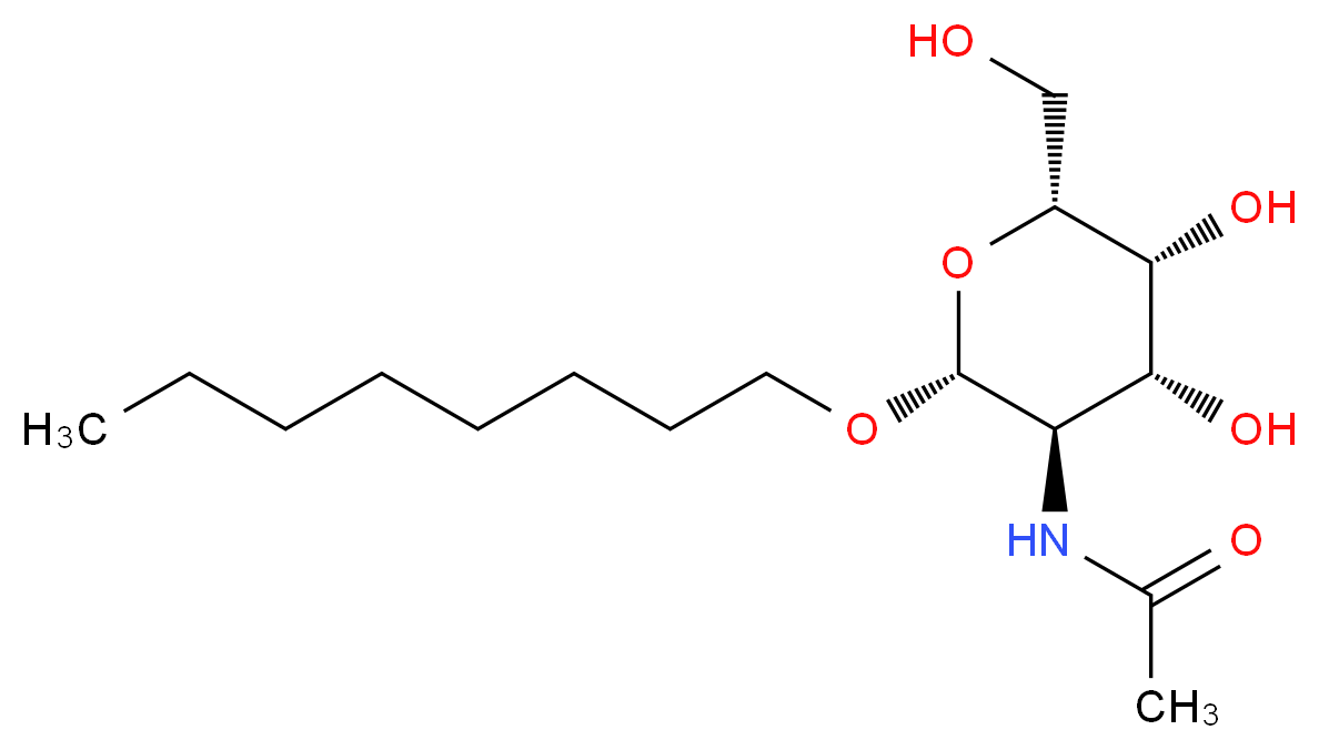 N-[(2R,3R,4R,5R,6R)-4,5-dihydroxy-6-(hydroxymethyl)-2-(octyloxy)oxan-3-yl]acetamide_分子结构_CAS_383417-49-0