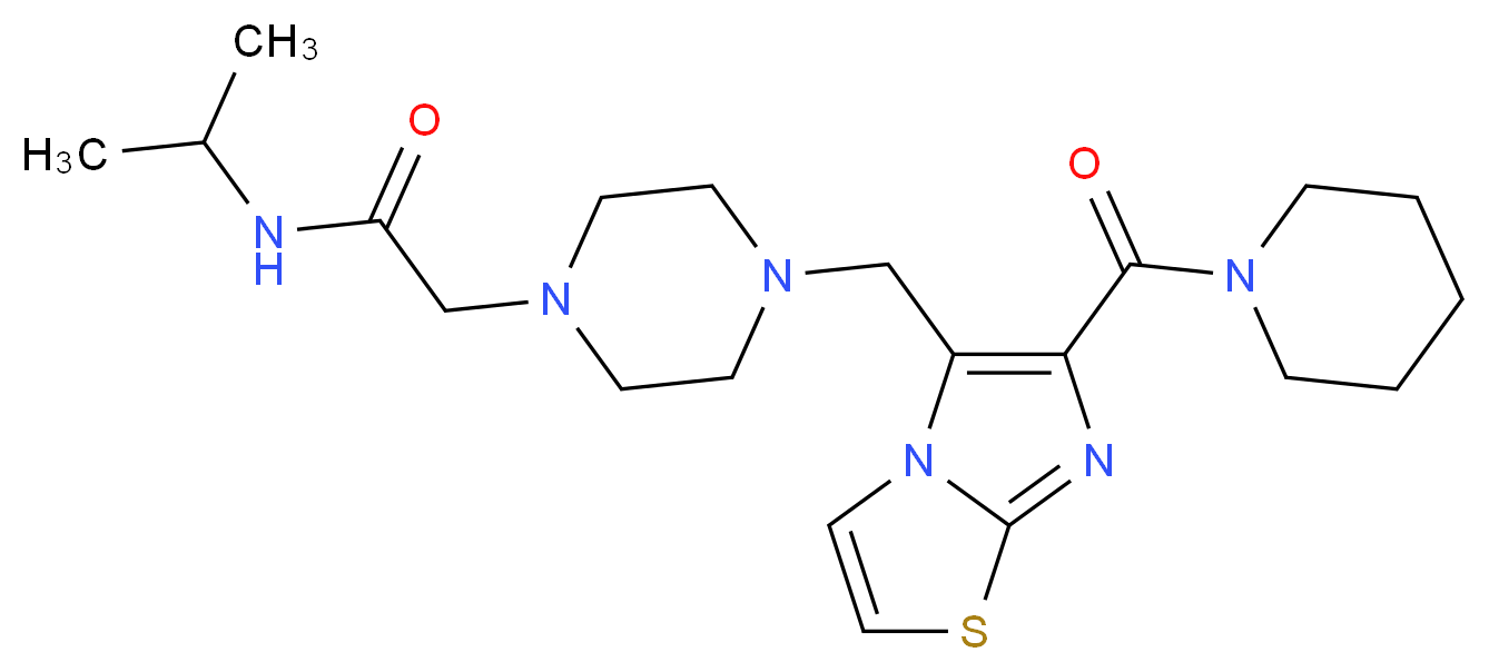 N-isopropyl-2-(4-{[6-(1-piperidinylcarbonyl)imidazo[2,1-b][1,3]thiazol-5-yl]methyl}-1-piperazinyl)acetamide_分子结构_CAS_)