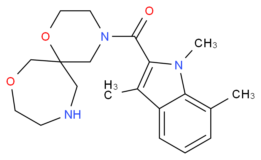 4-[(1,3,7-trimethyl-1H-indol-2-yl)carbonyl]-1,8-dioxa-4,11-diazaspiro[5.6]dodecane_分子结构_CAS_)