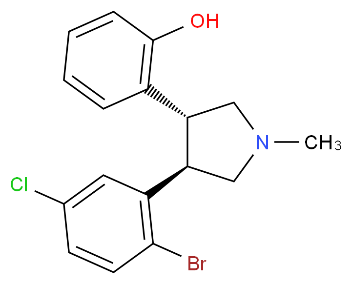 trans-N-Methyl-3-(2-hydroxyphenyl)-4-(2-bromo-5-chlorophenyl)pyrrolidine_分子结构_CAS_1000890-02-7)