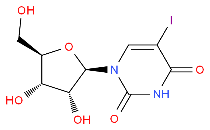 1-[(2R,3R,4S,5R)-3,4-dihydroxy-5-(hydroxymethyl)oxolan-2-yl]-5-iodo-1,2,3,4-tetrahydropyrimidine-2,4-dione_分子结构_CAS_1024-99-3