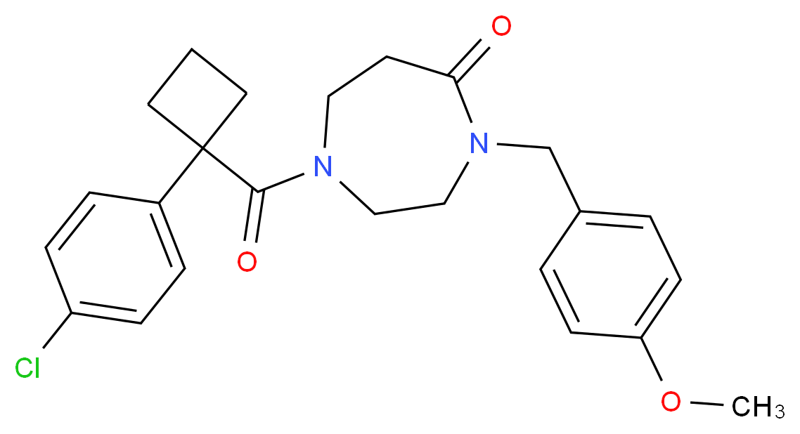 1-{[1-(4-chlorophenyl)cyclobutyl]carbonyl}-4-(4-methoxybenzyl)-1,4-diazepan-5-one_分子结构_CAS_)