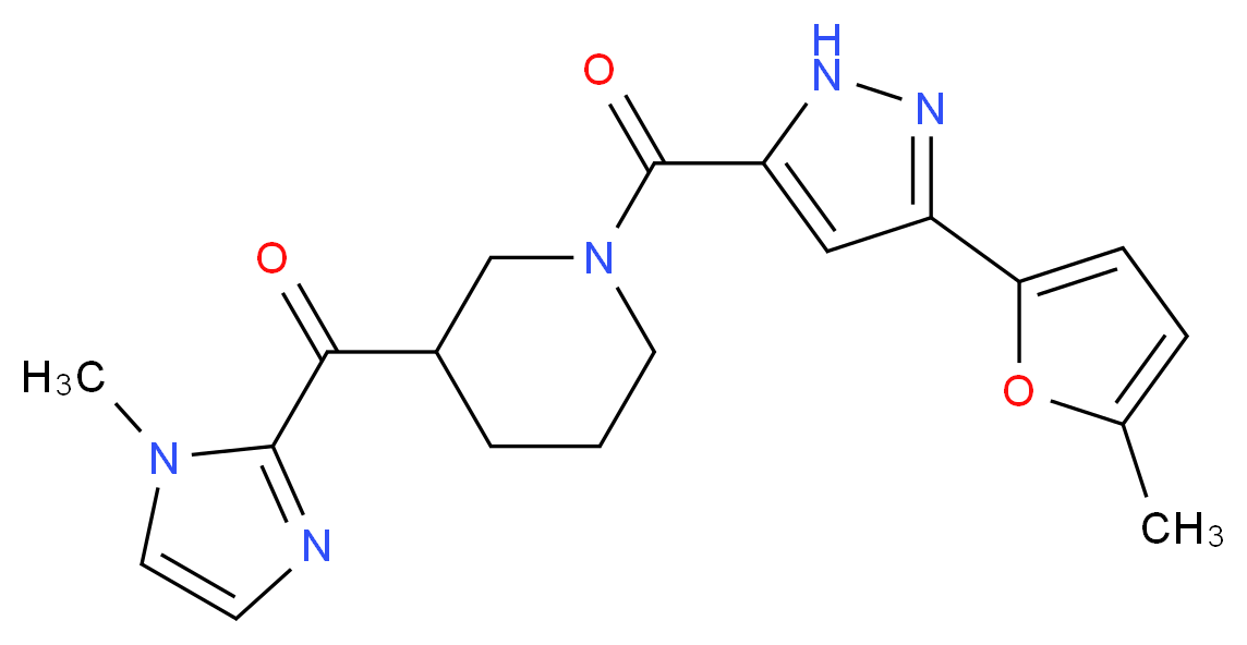 (1-{[3-(5-methyl-2-furyl)-1H-pyrazol-5-yl]carbonyl}-3-piperidinyl)(1-methyl-1H-imidazol-2-yl)methanone_分子结构_CAS_)