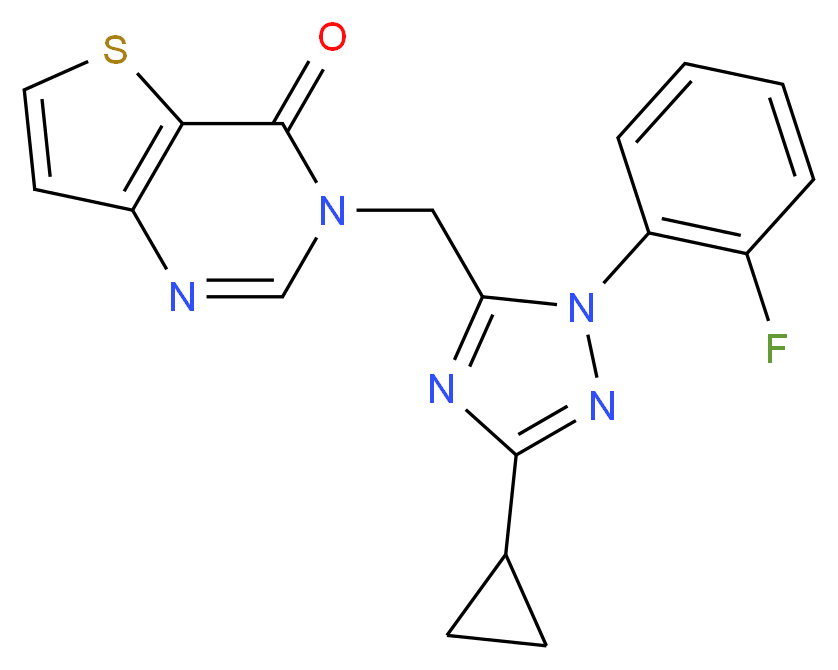 3-{[3-cyclopropyl-1-(2-fluorophenyl)-1H-1,2,4-triazol-5-yl]methyl}thieno[3,2-d]pyrimidin-4(3H)-one_分子结构_CAS_)
