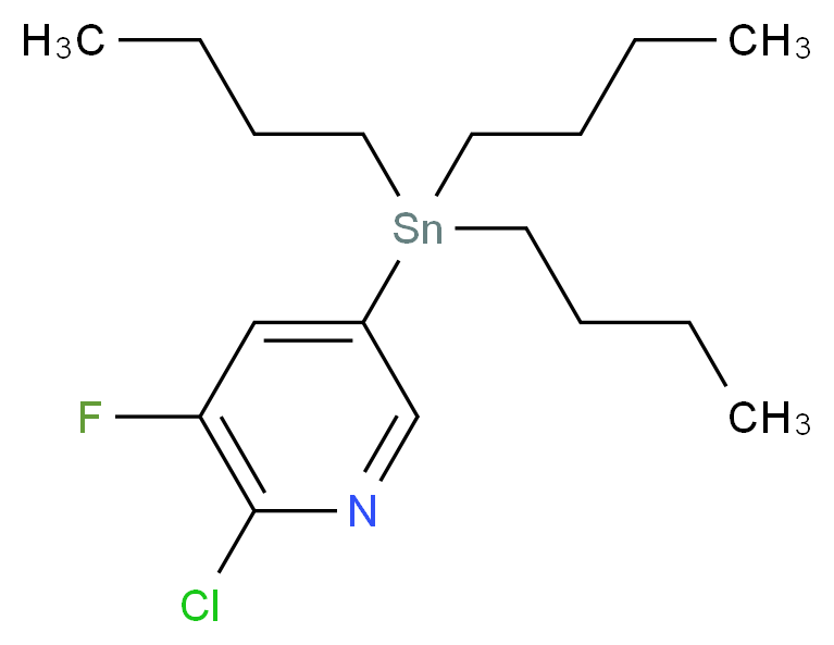 2-Chloro-3-fluoro-5-(tributylstannyl)pyridine_分子结构_CAS_405556-97-0)