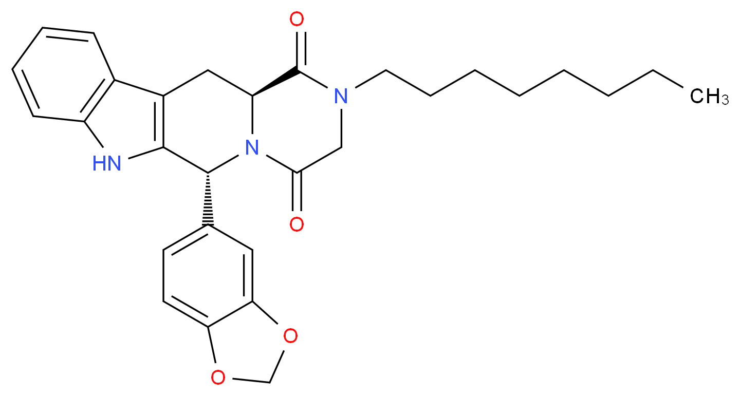 (2R,8S)-2-(2H-1,3-benzodioxol-5-yl)-6-octyl-3,6,17-triazatetracyclo[8.7.0.0<sup>3</sup>,<sup>8</sup>.0<sup>1</sup><sup>1</sup>,<sup>1</sup><sup>6</sup>]heptadeca-1(10),11,13,15-tetraene-4,7-dione_分子结构_CAS_1173706-35-8