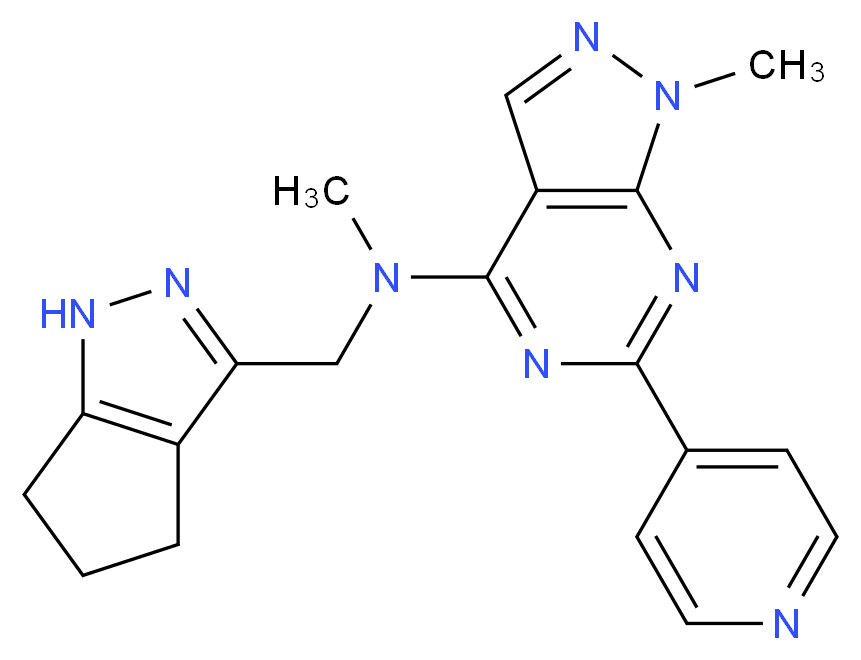 N,1-dimethyl-6-pyridin-4-yl-N-(1,4,5,6-tetrahydrocyclopenta[c]pyrazol-3-ylmethyl)-1H-pyrazolo[3,4-d]pyrimidin-4-amine_分子结构_CAS_)