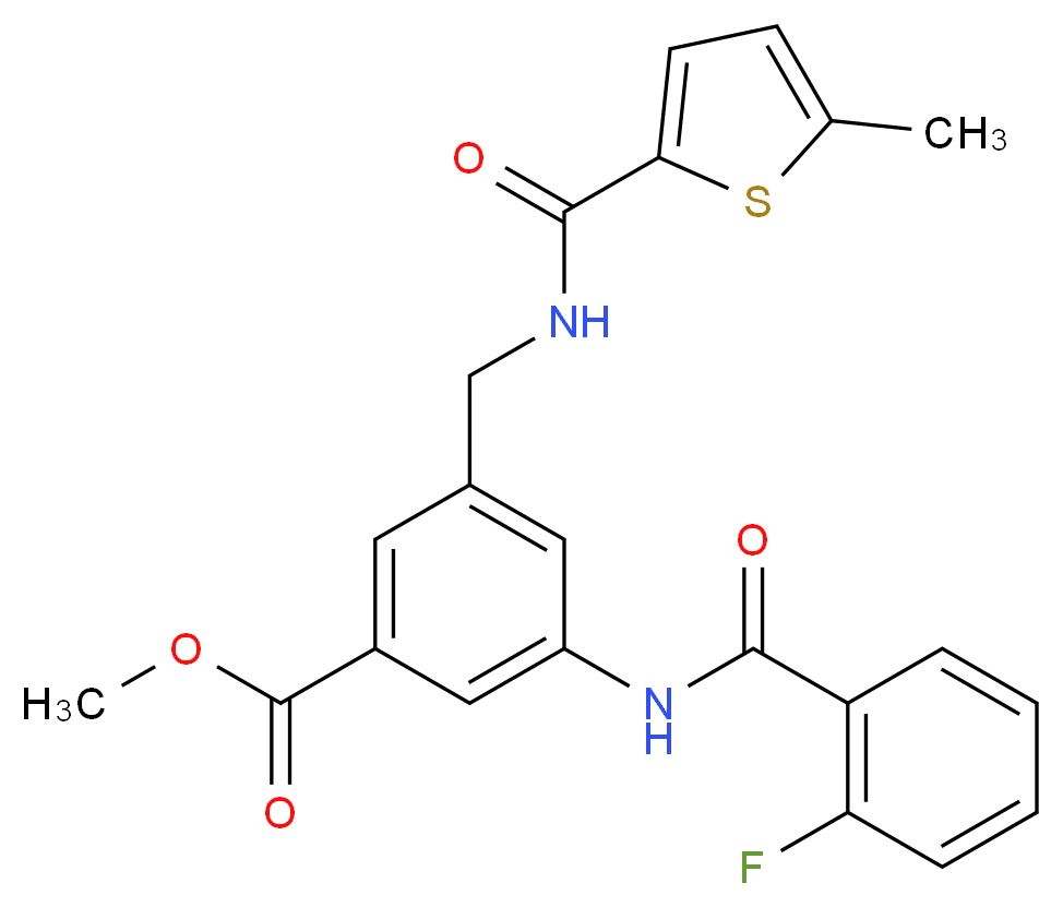 methyl 3-[(2-fluorobenzoyl)amino]-5-({[(5-methyl-2-thienyl)carbonyl]amino}methyl)benzoate_分子结构_CAS_)