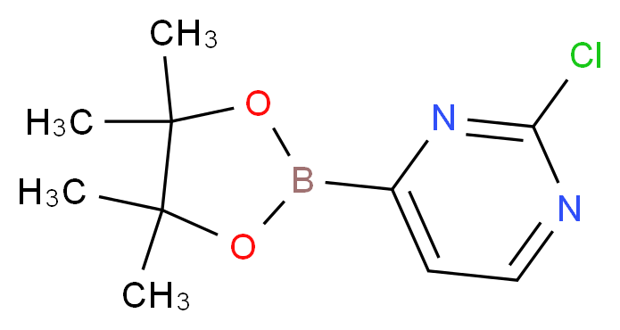 2-chloro-4-(tetramethyl-1,3,2-dioxaborolan-2-yl)pyrimidine_分子结构_CAS_1310404-27-3