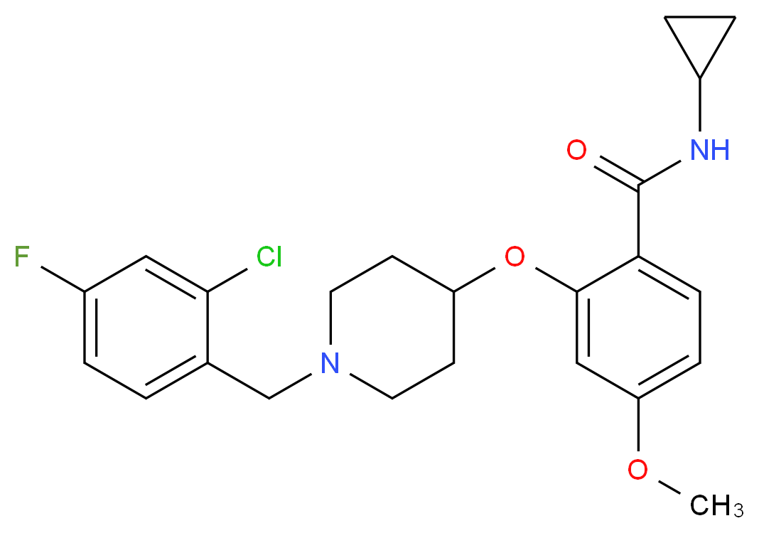 2-{[1-(2-chloro-4-fluorobenzyl)-4-piperidinyl]oxy}-N-cyclopropyl-4-methoxybenzamide_分子结构_CAS_)