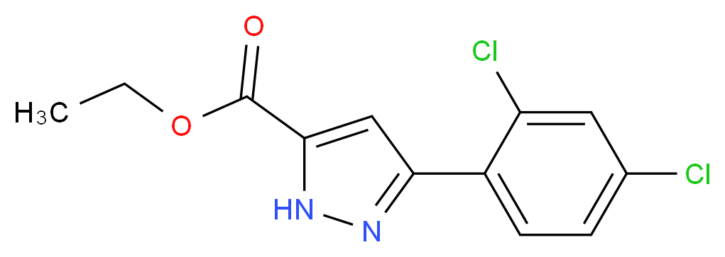 ethyl 3-(2,4-dichlorophenyl)-1H-pyrazole-5-carboxylate_分子结构_CAS_1036239-60-7