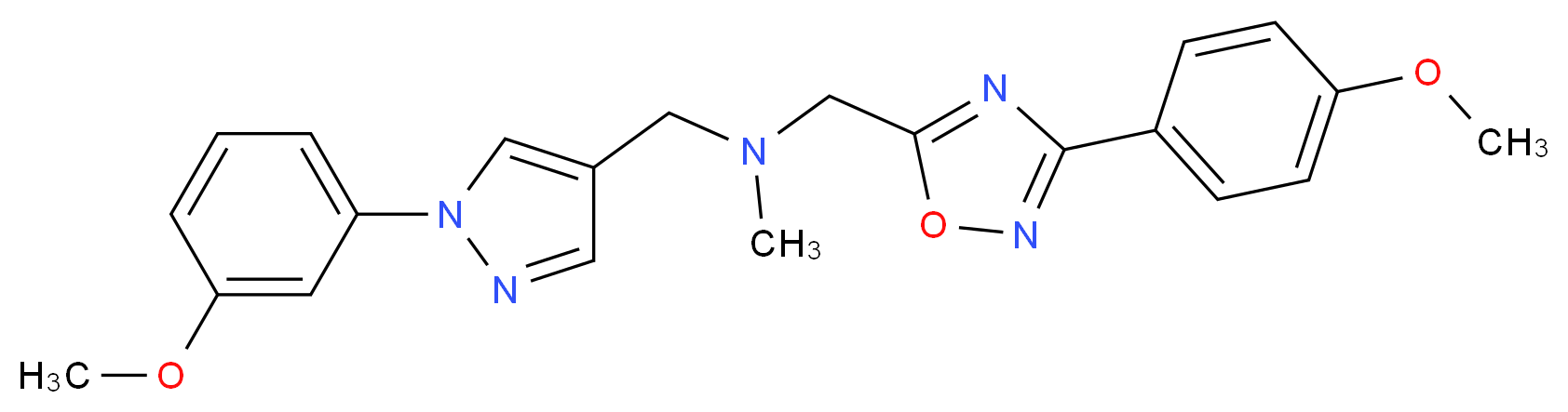 1-[3-(4-methoxyphenyl)-1,2,4-oxadiazol-5-yl]-N-{[1-(3-methoxyphenyl)-1H-pyrazol-4-yl]methyl}-N-methylmethanamine_分子结构_CAS_)