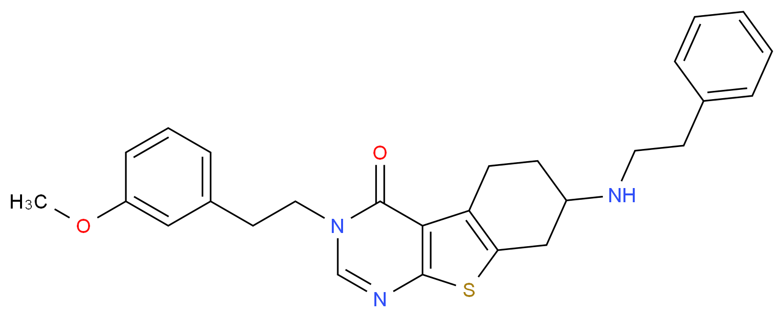 3-[2-(3-methoxyphenyl)ethyl]-7-[(2-phenylethyl)amino]-5,6,7,8-tetrahydro[1]benzothieno[2,3-d]pyrimidin-4(3H)-one_分子结构_CAS_)