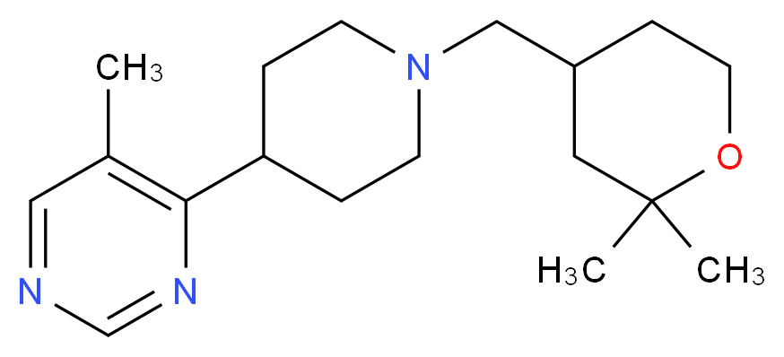 4-{1-[(2,2-dimethyltetrahydro-2H-pyran-4-yl)methyl]piperidin-4-yl}-5-methylpyrimidine_分子结构_CAS_)