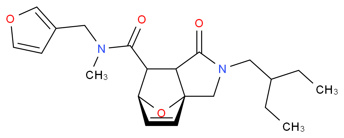 (3aR*,6S*)-2-(2-ethylbutyl)-N-(3-furylmethyl)-N-methyl-1-oxo-1,2,3,6,7,7a-hexahydro-3a,6-epoxyisoindole-7-carboxamide_分子结构_CAS_)