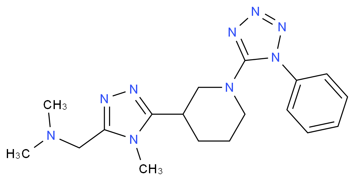 N,N-dimethyl-1-{4-methyl-5-[1-(1-phenyl-1H-tetrazol-5-yl)piperidin-3-yl]-4H-1,2,4-triazol-3-yl}methanamine_分子结构_CAS_)
