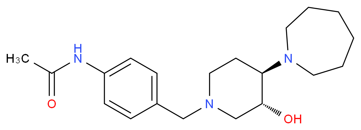 N-(4-{[(3R*,4R*)-4-(1-azepanyl)-3-hydroxy-1-piperidinyl]methyl}phenyl)acetamide_分子结构_CAS_)