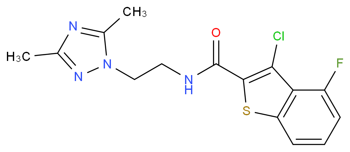 3-chloro-N-[2-(3,5-dimethyl-1H-1,2,4-triazol-1-yl)ethyl]-4-fluoro-1-benzothiophene-2-carboxamide_分子结构_CAS_)