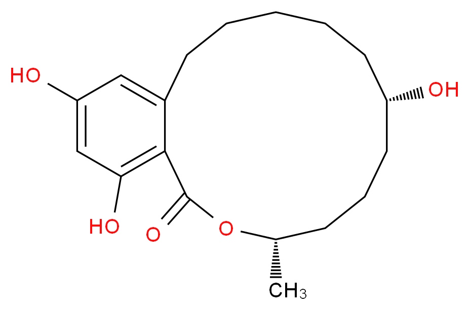 (3S,7S)-7,14,16-trihydroxy-3-methyl-3,4,5,6,7,8,9,10,11,12-decahydro-1H-2-benzoxacyclotetradecin-1-one_分子结构_CAS_42422-68-4