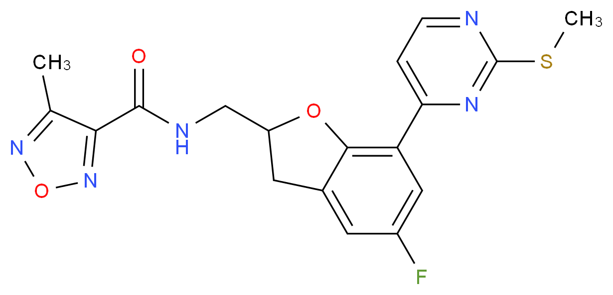 N-({5-fluoro-7-[2-(methylthio)-4-pyrimidinyl]-2,3-dihydro-1-benzofuran-2-yl}methyl)-4-methyl-1,2,5-oxadiazole-3-carboxamide_分子结构_CAS_)