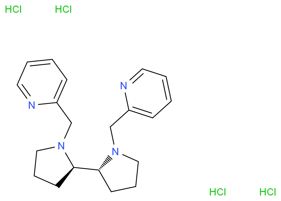 (2R,2′R)-1,1′-双(2-吡啶基甲基)-2,2′-二吡咯烷 四盐酸盐_分子结构_CAS_1228077-88-0)