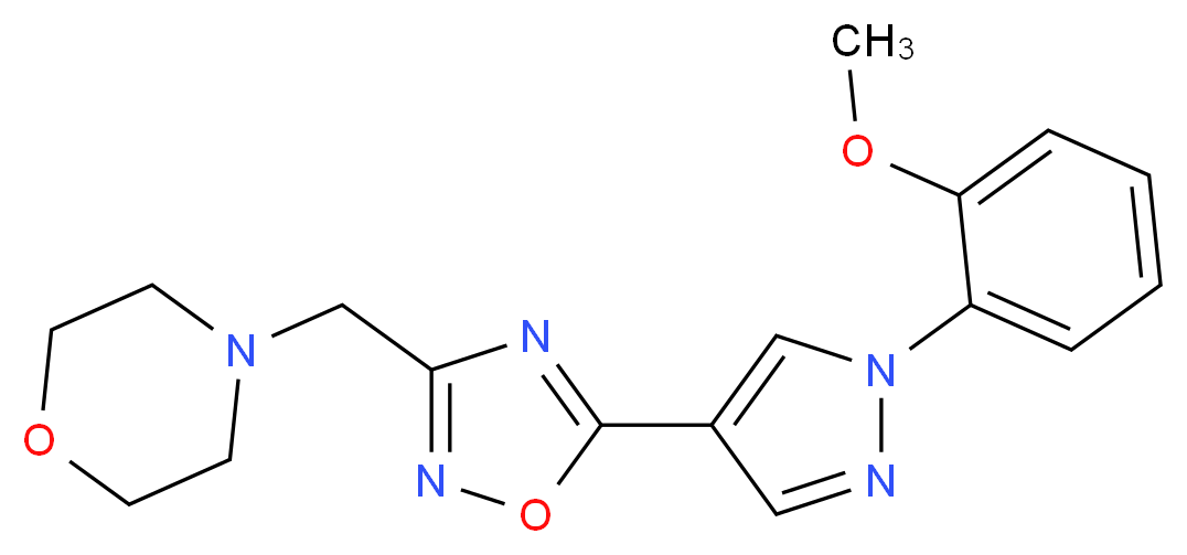 4-({5-[1-(2-methoxyphenyl)-1H-pyrazol-4-yl]-1,2,4-oxadiazol-3-yl}methyl)morpholine_分子结构_CAS_)