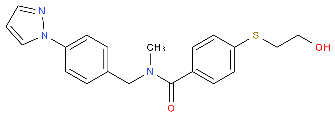 4-[(2-hydroxyethyl)thio]-N-methyl-N-[4-(1H-pyrazol-1-yl)benzyl]benzamide_分子结构_CAS_)