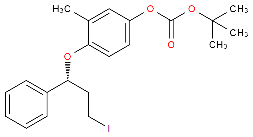 tert-butyl 4-[(1R)-3-iodo-1-phenylpropoxy]-3-methylphenyl carbonate_分子结构_CAS_457634-26-3