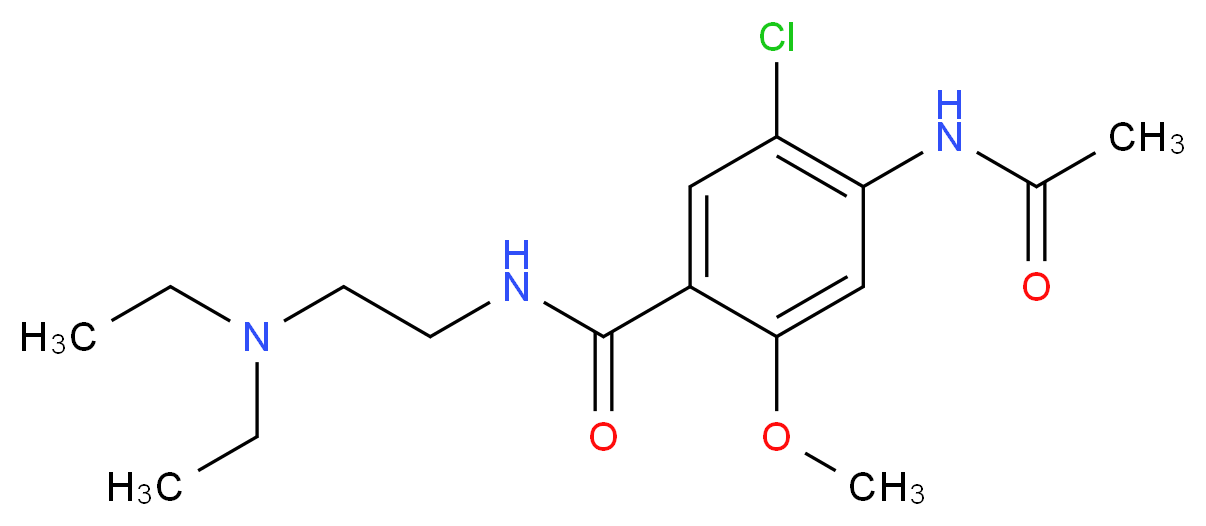 5-chloro-N-[2-(diethylamino)ethyl]-4-acetamido-2-methoxybenzamide_分子结构_CAS_5608-13-9