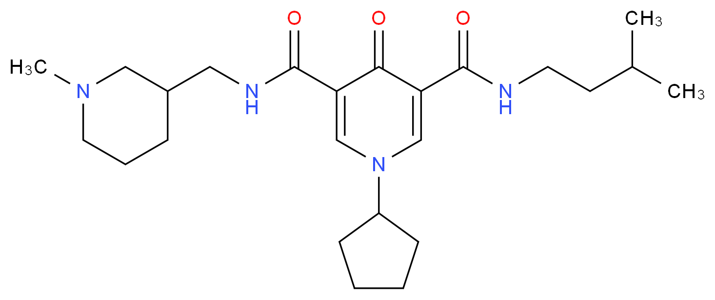 1-cyclopentyl-N-(3-methylbutyl)-N'-[(1-methyl-3-piperidinyl)methyl]-4-oxo-1,4-dihydro-3,5-pyridinedicarboxamide_分子结构_CAS_)