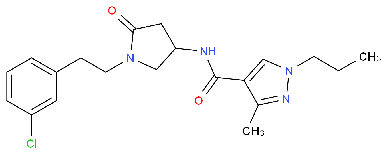 N-{1-[2-(3-chlorophenyl)ethyl]-5-oxo-3-pyrrolidinyl}-3-methyl-1-propyl-1H-pyrazole-4-carboxamide_分子结构_CAS_)