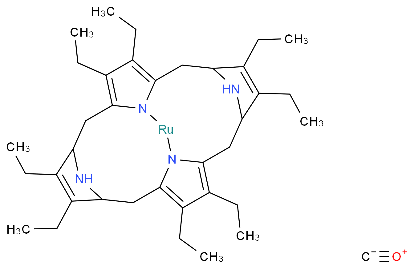 2,3,7,8,12,13,17,18-辛乙基-21H,23H-卟吩钌(II)羰基_分子结构_CAS_41636-35-5)