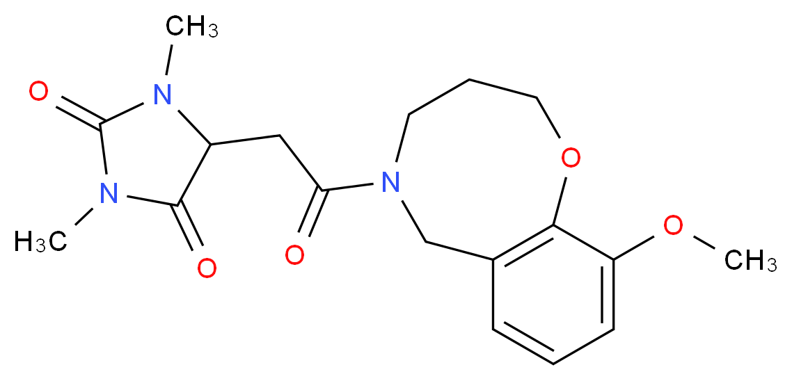 5-[2-(10-methoxy-3,4-dihydro-2H-1,5-benzoxazocin-5(6H)-yl)-2-oxoethyl]-1,3-dimethyl-2,4-imidazolidinedione_分子结构_CAS_)
