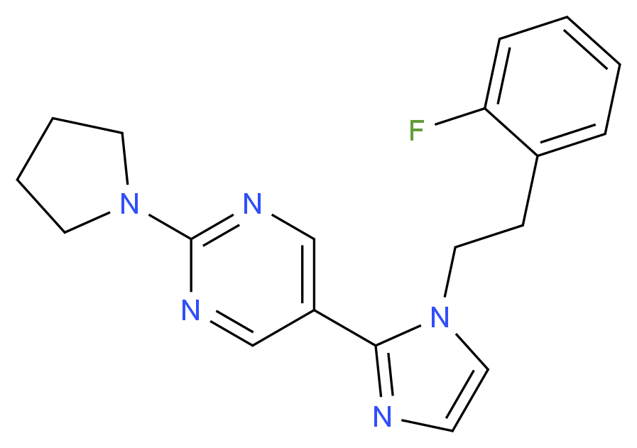 5-{1-[2-(2-fluorophenyl)ethyl]-1H-imidazol-2-yl}-2-pyrrolidin-1-ylpyrimidine_分子结构_CAS_)