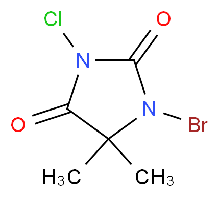 1-bromo-3-chloro-5,5-dimethylimidazolidine-2,4-dione_分子结构_CAS_32718-18-6