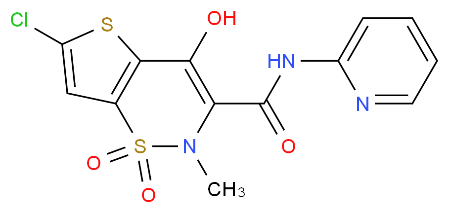 6-Chloro-4-hydroxy-2-methyl-N-pyridin-2-yl-2H-thie no[2,3-e][1,2]thiazine-3-carboxamide 1,1-dioxide_分子结构_CAS_70374-39-9)