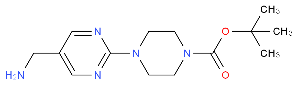 tert-butyl 4-[5-(aminomethyl)pyrimidin-2-yl]piperazine-1-carboxylate_分子结构_CAS_944899-79-0