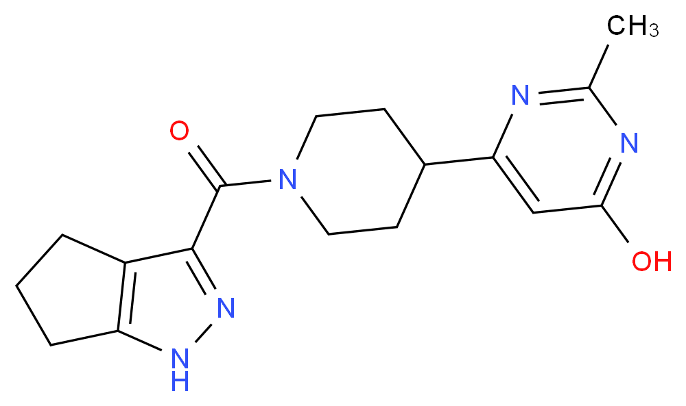 2-methyl-6-[1-(1,4,5,6-tetrahydrocyclopenta[c]pyrazol-3-ylcarbonyl)piperidin-4-yl]pyrimidin-4-ol_分子结构_CAS_)