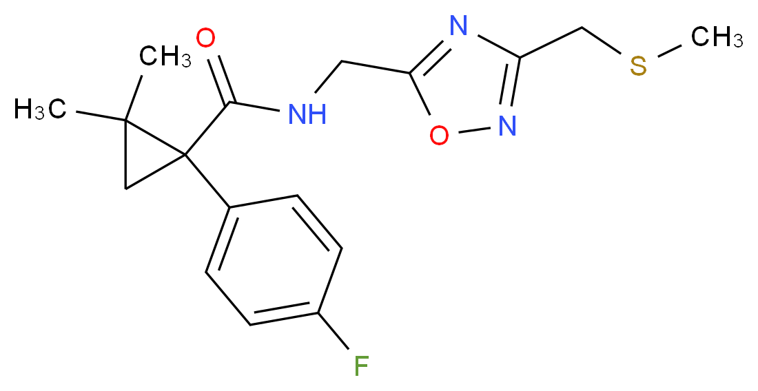 1-(4-fluorophenyl)-2,2-dimethyl-N-({3-[(methylthio)methyl]-1,2,4-oxadiazol-5-yl}methyl)cyclopropanecarboxamide_分子结构_CAS_)