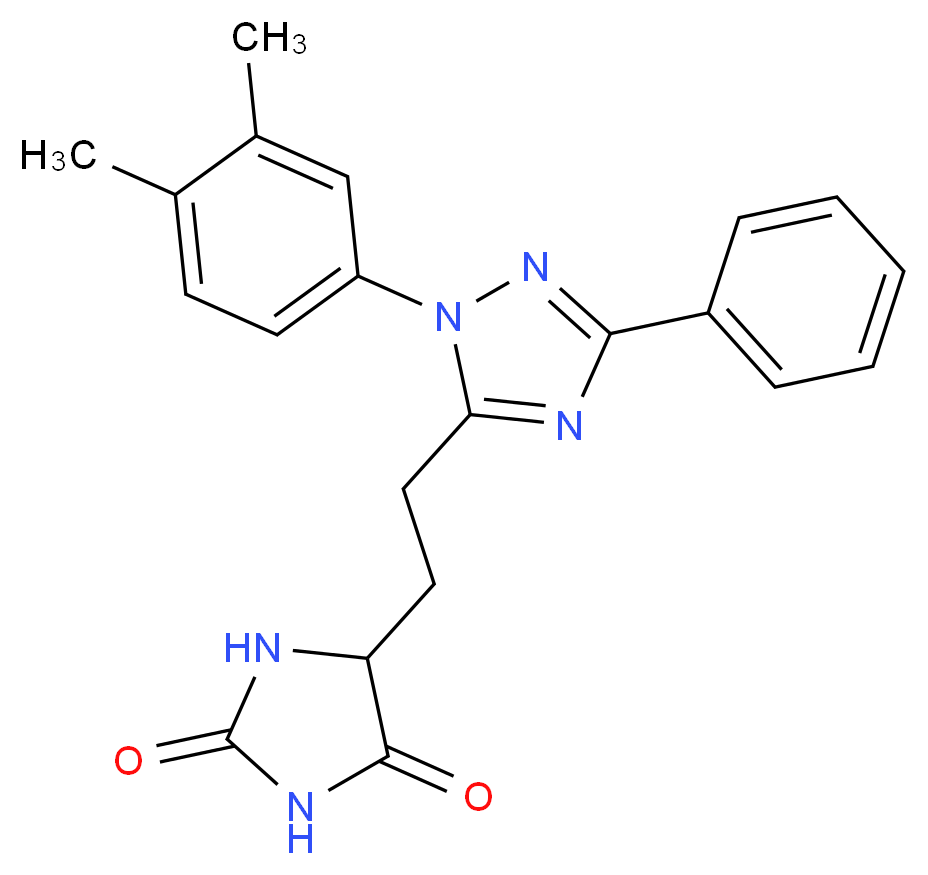 5-{2-[1-(3,4-dimethylphenyl)-3-phenyl-1H-1,2,4-triazol-5-yl]ethyl}imidazolidine-2,4-dione_分子结构_CAS_)