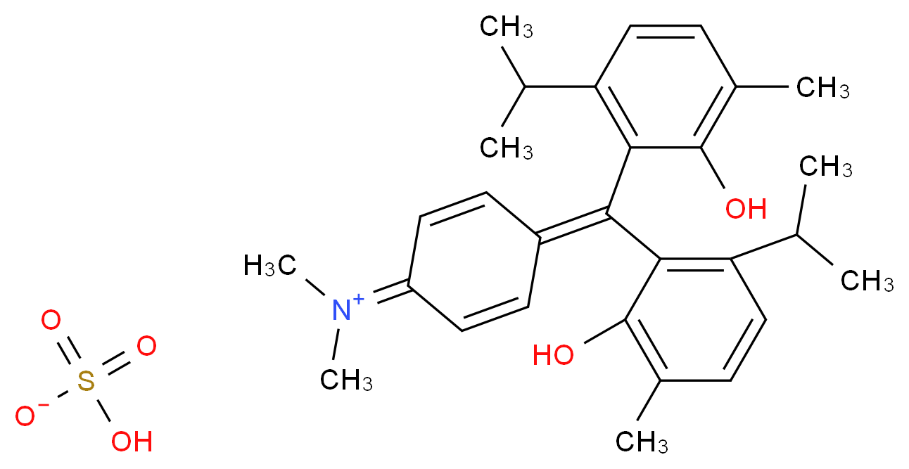 4-{bis[2-hydroxy-3-methyl-6-(propan-2-yl)phenyl]methylidene}-N,N-dimethylcyclohexa-2,5-dien-1-iminium hydrogen sulfate_分子结构_CAS_7512-38-1