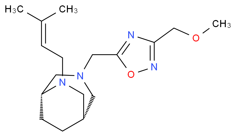 (1S*,5R*)-3-{[3-(methoxymethyl)-1,2,4-oxadiazol-5-yl]methyl}-6-(3-methyl-2-buten-1-yl)-3,6-diazabicyclo[3.2.2]nonane_分子结构_CAS_)