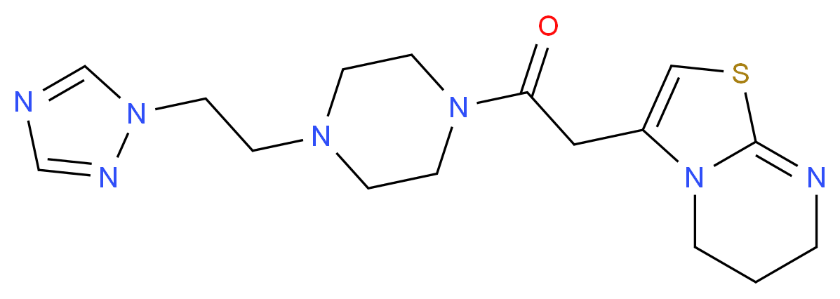 3-(2-oxo-2-{4-[2-(1H-1,2,4-triazol-1-yl)ethyl]-1-piperazinyl}ethyl)-6,7-dihydro-5H-[1,3]thiazolo[3,2-a]pyrimidine_分子结构_CAS_)