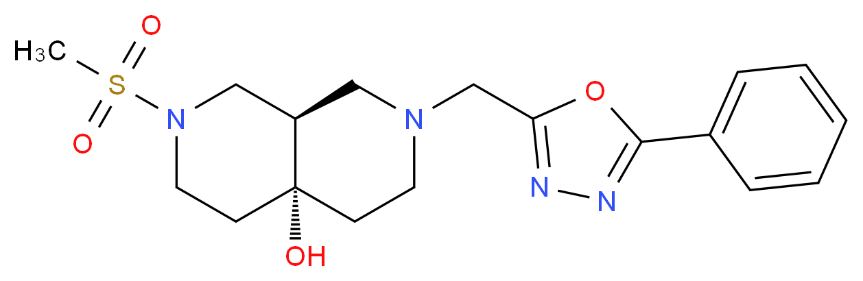 (4aR*,8aR*)-2-(methylsulfonyl)-7-[(5-phenyl-1,3,4-oxadiazol-2-yl)methyl]octahydro-2,7-naphthyridin-4a(2H)-ol_分子结构_CAS_)