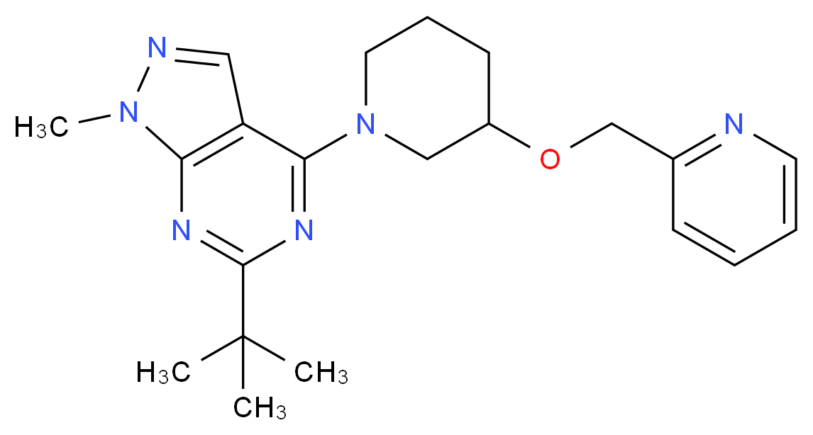 6-tert-butyl-1-methyl-4-[3-(2-pyridinylmethoxy)-1-piperidinyl]-1H-pyrazolo[3,4-d]pyrimidine_分子结构_CAS_)