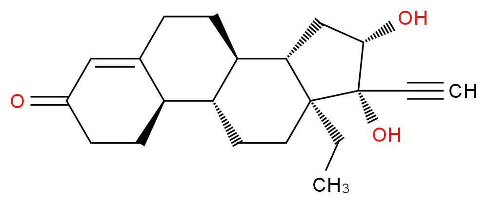 (1S,2R,10R,11S,13S,14R,15S)-15-ethyl-14-ethynyl-13,14-dihydroxytetracyclo[8.7.0.0<sup>2</sup>,<sup>7</sup>.0<sup>1</sup><sup>1</sup>,<sup>1</sup><sup>5</sup>]heptadec-6-en-5-one_分子结构_CAS_40915-03-5