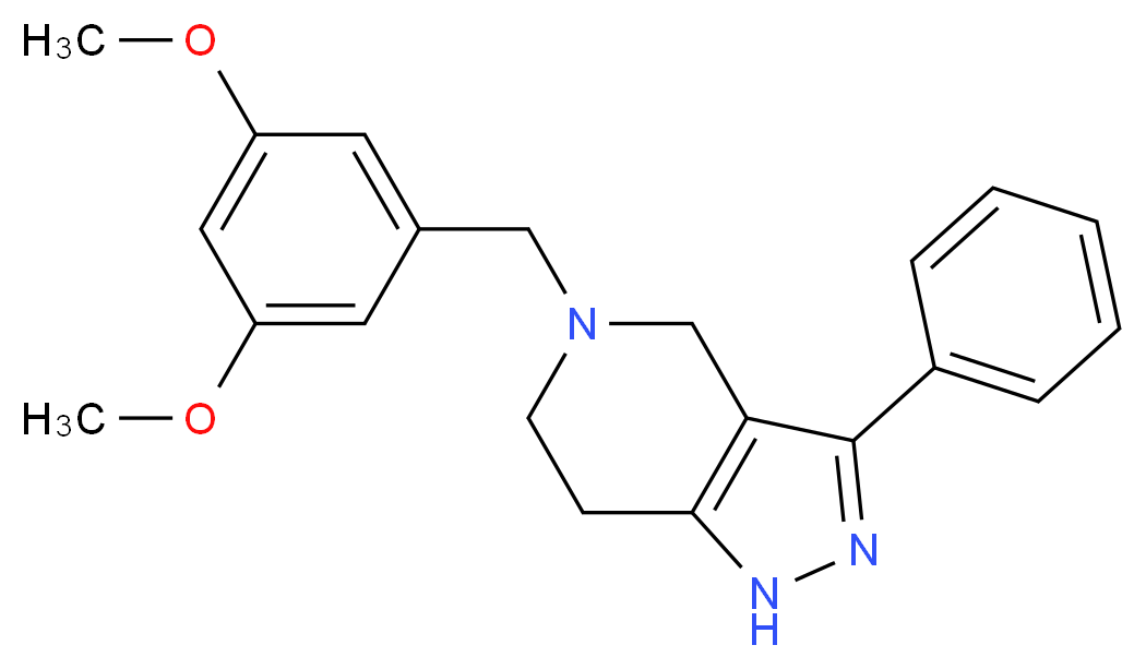 5-(3,5-dimethoxybenzyl)-3-phenyl-4,5,6,7-tetrahydro-1H-pyrazolo[4,3-c]pyridine_分子结构_CAS_)