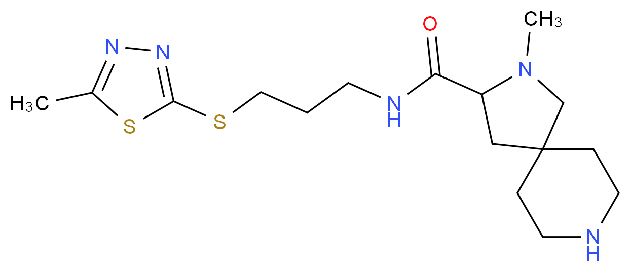 2-methyl-N-{3-[(5-methyl-1,3,4-thiadiazol-2-yl)thio]propyl}-2,8-diazaspiro[4.5]decane-3-carboxamide_分子结构_CAS_)