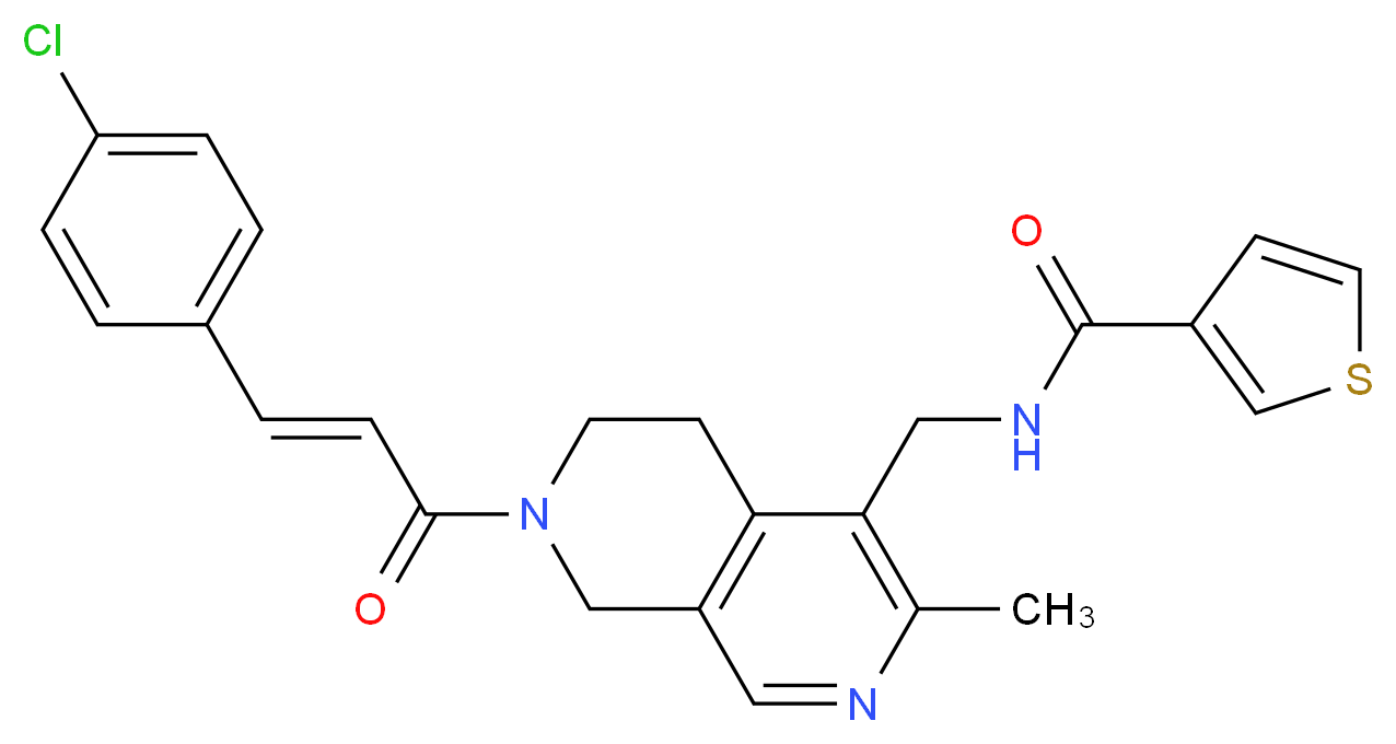 N-({7-[(2E)-3-(4-chlorophenyl)-2-propenoyl]-3-methyl-5,6,7,8-tetrahydro-2,7-naphthyridin-4-yl}methyl)-3-thiophenecarboxamide_分子结构_CAS_)